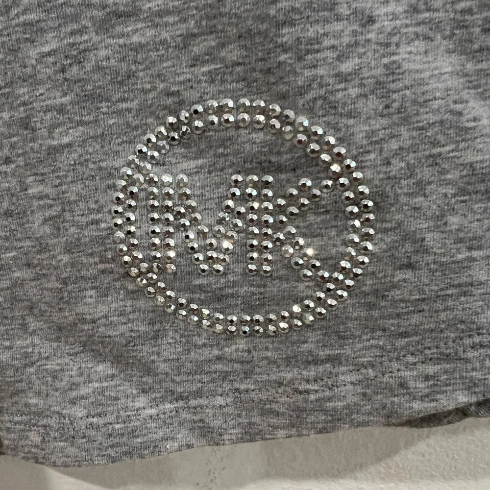 Michael Kors T-Shirt Dress Size Medium Silver Rhinestone Logo Gray  Cotton